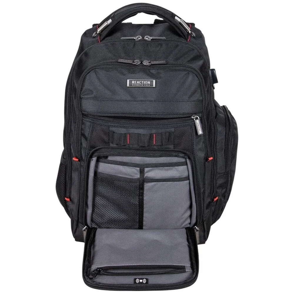 Kenneth Cole Reaction Black Backpack with Red Accents, travel bag